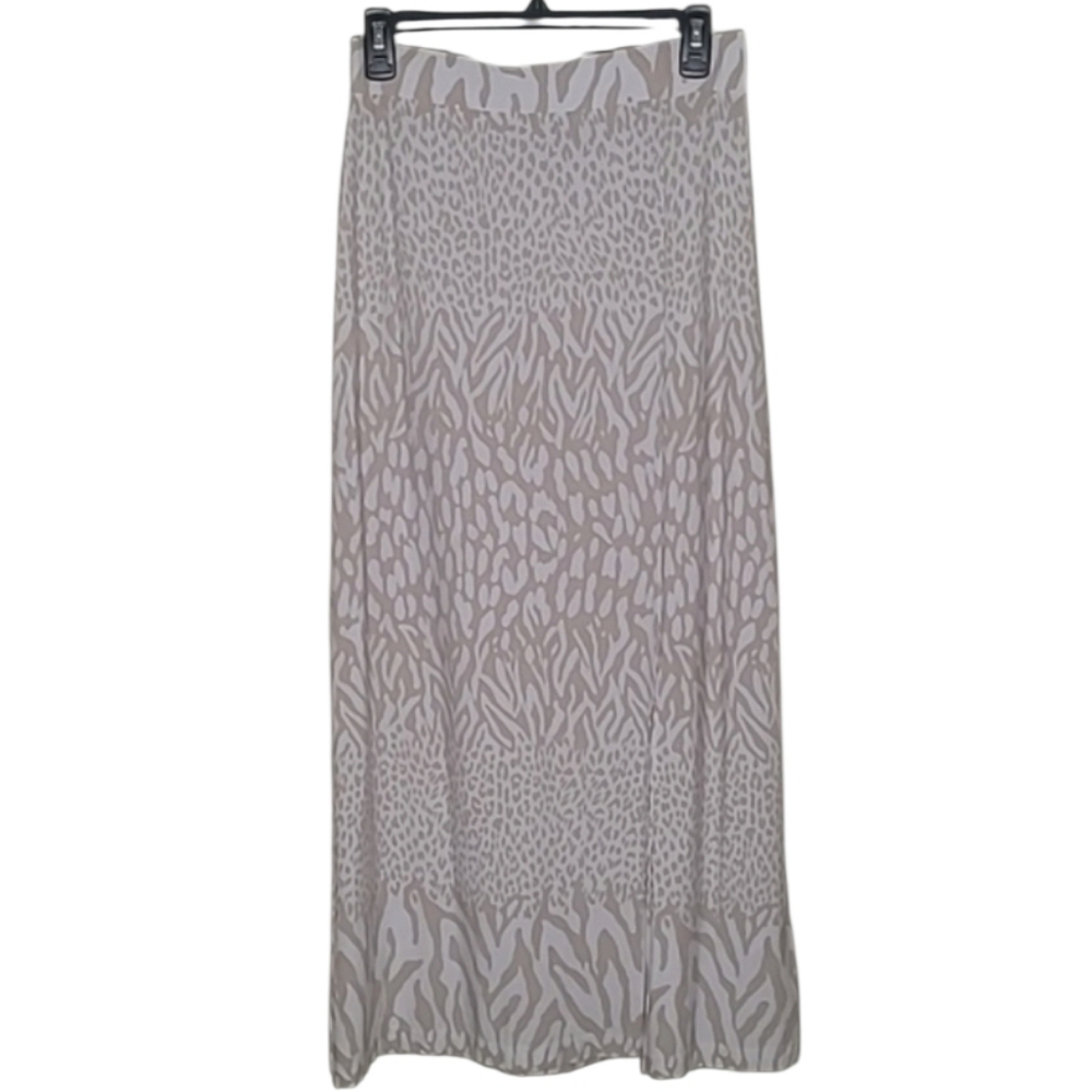 Chico's Cream Tan Animal Print Maxi Skirt
